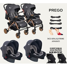 İkiz Bebek Arabası Çift Yönlü Bebek Arabası Sallanır Taşıma Puset İkiz Birleştirme Aparatlı