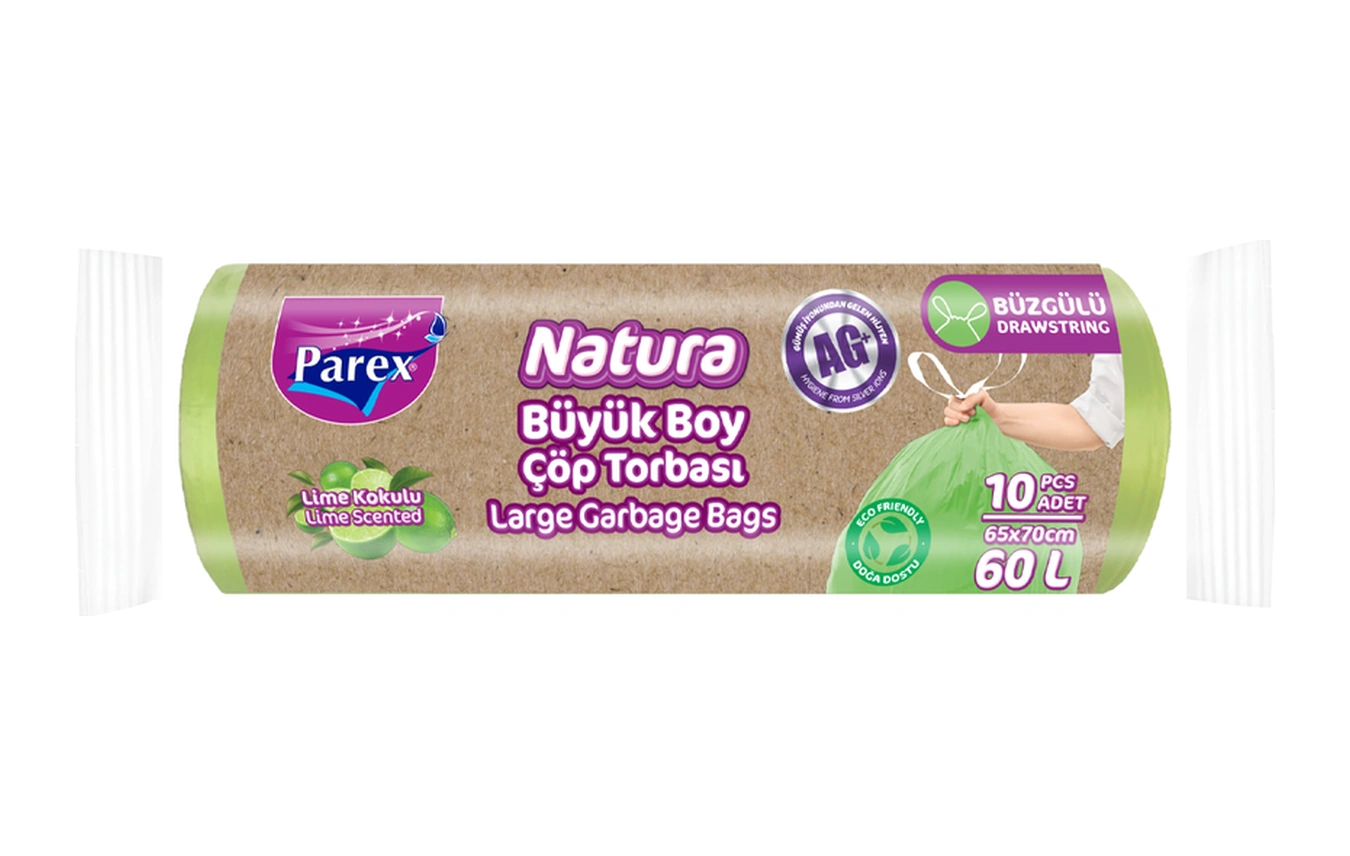 Natura Büzgülü Çöp Torbası Büyük Boy 10'lu 65 X 70 Cm