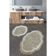 Pallasit Taş Ikili Set Banyo Halısı Kahverengi