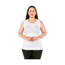 Disentis Büyük Beden Yuvarlak Yaka Kalın Askılı Viskon Beyaz Body