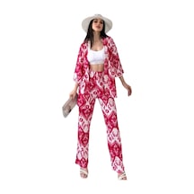 Alt Üst Takım Kimono- Desenli Çok Renkli