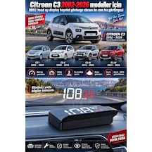 Citroen C3 2002-2026 Modeller İçin Obd2 Head Up Display Hayalet Gösterge Ekranı Ön Cam Hız Göstergesi