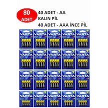 80 Adet Özel Pil Paketi - 40 Adet İnce Pil + 40 Adet Kalın Pil Süper Güçlü Uzun Ömürlü