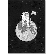 Cakasepetim Astronot Uzay Sanat Gezegen, Ahşap Mdf Tablo