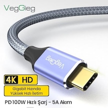 Usb 3.1 Type-c Pd 100w 5a 10gbps 4k 60hz Destekli Kablo 1 Metre