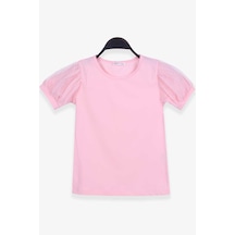 Breeze Kız Çocuk Tişört Kolları Tüllü 8-12 Yaş, Somon
