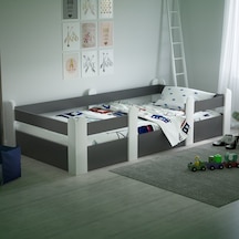 Tuliplifeyapımarket Tuliplife Montessori Karyola Beyaz-Antrasit Çocuk Yatağı -303 Antrasit - Beyaz