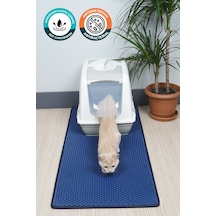 50x110 Cm Hücreli Kedi Kumu Paspası Kedi Matı Kedi Tuvalet Önü Paspası Lacivert