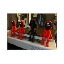 Siyah Eklemli 1 Adet Mini Yönetici Front Man Squid Game Front Man Figürü Squid Game Biblo 10 Cm
