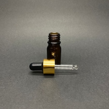 Amber Cam Damlalıklı Şişe Gold Metalik Kapak  Kahverengi 5 ML