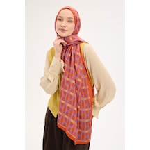 Silk Home Urban Hours Blok Desen Koyu Turuncu Mayda Şal 190x70 Çok Renkli