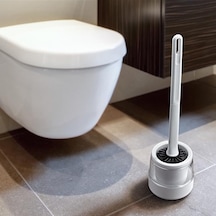Akrilik Kapaklı Silikon Yuvarlak Wc Fırçası, Silikon Wc Fırçası, Silikon Tuvalet Fırçası, Silikon Kolozet Fırçası Beyaz Siyah
