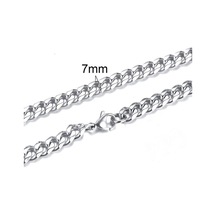 Gümüş Erkekler Kadınlar İçin 9 Boyutu Bilezikler Paslanmaz Çelik Curb Küba Link Zinciri Bilezikler Parti Takı Hediye 50cmx7mm