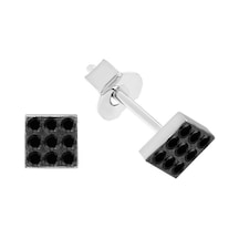 Sirius Siyah Pırlanta Taşlı Modern Kare Küpe 0815e0050