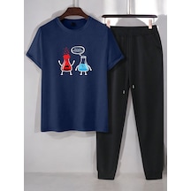 Uyguntarz Unisex Fazla Tepki Verdiğinizi Düşünüyorum Baskılı Eşofman Takımı Lacivert