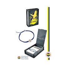 Fenerbahçe Lisanslı Fb Logo Makrome Bileklik Kanarya Baskılı Hediyelik Ahşap Kutulu