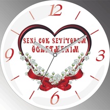 En Çok Satılan Öğretmenler Günü Çap 30cm Sessiz Akar Bombeli Gerçek Cam Duvar Saati Siyah