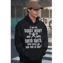 Sevbano Tasarım Squat Bodybuilding Fitness Gym Baskılı Unisex Oversize Sp Siyah