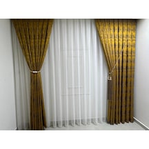 Nivemeshome İstanbul Hardal 1/3 Sık Pileli Fon Perde Apm Hardal