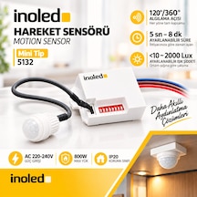 İnoled 5132 Mini Ir Hareket Sensörü 360 120 Ayarlanabilir 5sn-8dk Ayarlanabilir 3-6m Algılama 220-240v 800w