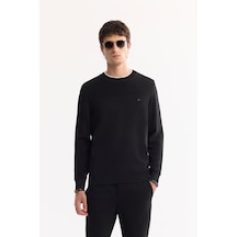 Avva Erkek Siyah Bisiklet Yaka Rayon Tüylenmeyen Dokulu Triko Regular Fit Kazak A52y5018