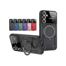 Samsung Galaxy S25 Kılıf Joy Lens Standlı Kapak - Kırmızı