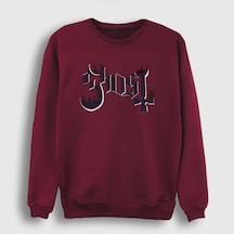 Presmono Unisex Logo Ghost Sweatshirt Bordo