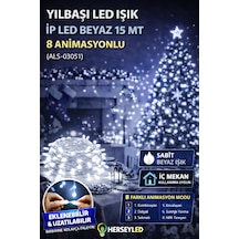 Yılbaşı Led Işık İp Led Beyaz 15 Mt 8 Anımasyon Eklenemez Beyaz