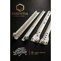Yeniler 50 Cm Beyaz Klasik Kızaklı Çekmece Rayı Vidalı Set, Dayanıklı Ve Kolay Montaj, Dolap İçi Ray Sistemi