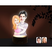 Kişiye Özel Sevgililer Karikatürlü Dekoratif 3D Biblo Led Işıklı (481495693)