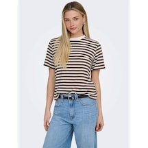 Only Onllıvına S/s Strıpe Tee Jrs Noos Kadın Beyaz T-shirt - 15272227