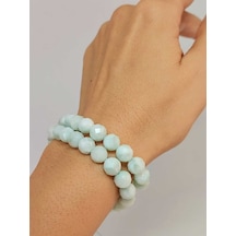 Larimar Taşı Faset Kesim 8mm Unisex İkili Bileklik Çok Renkli