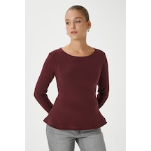 Ritnice Kadın Runa Premium Bordo Peplum Bluz Bordo