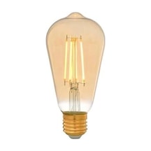 E27 Fil St64 Lamba, Sarı Işık 7w 630lm 2000k Gold