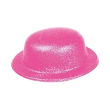 Pembe Renk Simli Melon Yuvarlak Parti Şapkası 24x26 Cm "