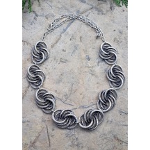 Stoneage Kadın Kolye Yapraklı Bohem Vintage Hint Gümüşü Gerdanlık Bronz