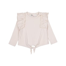 Civil Girls Omuz Fırfırlı 2-5 Yaş Sweatshirt Fil Dişi