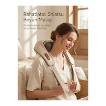 Sıcak Kompresli Gürültüsüz Yoğurmalı Omuz Boyun Masaj Cihazı Shiatsu Masaj Aleti, Ev-ofis Kullanım Bej