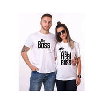 Tshirthane The Boss The Realboss Sevgili Kombinleri Tshirt Beyaz
