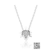 Papatya Silver Swarovski® Taşlı Yaprak Yıldız Kolye Rodyum Kaplama 925 Ayar Gümüş - SUVPS00014