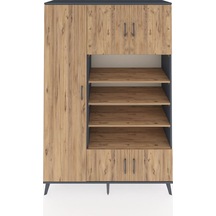 Hyperion Dolap 10 Raflı 5 Kapaklı 132x44x195 Antrasit-çam/çam Antrasit