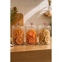 Porsima Hearts 3lü 950 Ml Borosilikat Cam Kavanoz Seti Saklama Kabı Takımı 10x15 Cm Şeffaf
