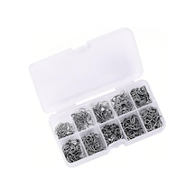 600 Adet Siyah Düz Uçlu Balık İğnesi Seti - Yüksek Karbon Çelik - 10 Farklı Numara 3-12 Kutulu Paket