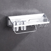 Mutfak Duvara Monte Plastik Kenar Baharat Raf Gümüş