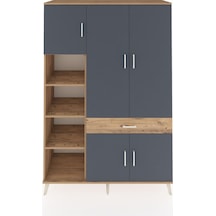 Hyperion Dolap 8 Raflı Tek Çekmeceli 5 Kapaklı 132x44x195 Çam-antrasit/çam Antrasıt/atlas Çam