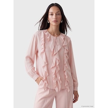 Lcw Modest Pembe Bisiklet Yaka Fırfırlı Ibluz