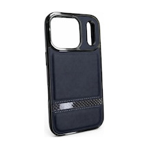 İphone 17 Pro Max Uyumlu Karbon Detaylı Deri Kılıf Lacivert - 915138366 Lacivert