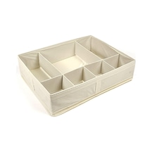 7 Gözlü Çekmece Dolap Düzenleyici Katlanabilir 44x35x11cm Bej Dd028 Kumaş Ekru Diğer