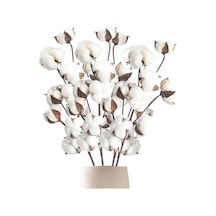 3lü Set Doğal Pamuk Çiçeği 9lu Kuru Çiçek 60cm Yapay Çiçek