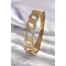 Ezoconcept 316l Çelik Gold Renk Zincir Model Zirkon Taş Detay Kadın Kelepçe